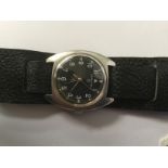 Hamilton automatic military watch, crowfoot mark 523-8290, black double strap gentleman's,