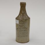 An 18th century slab seal stoneware bottle advertising 'The Railway Bell' Nottingham,