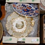 A box of assorted dessert wares, including hand painted Royal Doulton, Sevres,