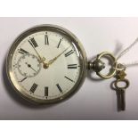 A 19th Century silver gentleman's fob watch, with ornate gold hands,