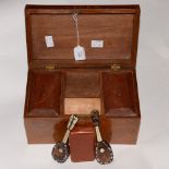 A parquetry inlaid tea caddy,