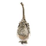 An Oriental white metal rose water dispenser, late 19th or early 20th Century,