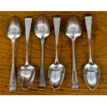 A set of six George III Peter and Anne Baleman Old English pattern teaspoons,