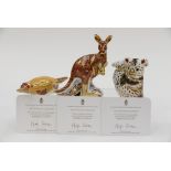 Royal Crown Derby Australian Collection: Kangaroo, Duck Billed Platypus,