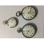 Three pocket watches including silver,