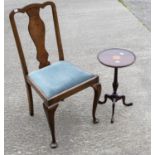 An early 20th Century mahogany side chair and a pedestal wine table (2)