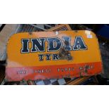 A cast iron two sided sign 'India Tyres, the finest tyres made',