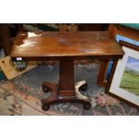 A George IV mahogany pedestal occasional table, square section obelisk supporting a rectangular top,