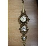 A four part burnished gilt metal clock/barometer, Rococo style,