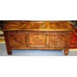 A late 17th Century joined oak chest,