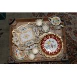 Ceramics including Spode hand painted bird cabinet plate, Royal Worcester soup plate,