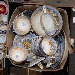 Tea service, Staffordshire Willow 19th Century with later factory applied gilding,