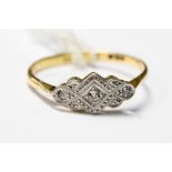 An Art Deco design 18ct gold ring,