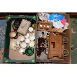 A collection of ceramics and 1970 wooden Horse and Cart