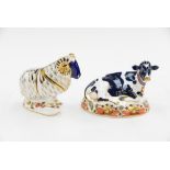 Royal Crown Derby 1st quality Friesian Cow, with Royal Crown Derby Ram,