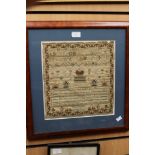 A George III embroidered sampler, 1802, Mary Ann Rees, alphabet,