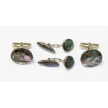 Two pairs of paua shell cufflinks Mexican and N2