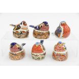 Royal Crown Derby Nesting Bullfinch, Robin, Nesting Robin, Nesting Goldfinch,