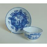 Worcester blue and white tea bowl and saucer,