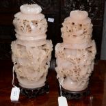 Pair of soapstone vases,