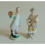 Pair of Derby Musician figures, in the Meissen style.