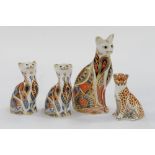 Royal Crown Derby, (first quality), Siamese cat and Siamese kittens, with one Crown Derby type,