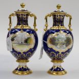 Royal Crown Derby 1st quality limited edition 50/50 Chatsworth vase (and cover) signed by artist M.