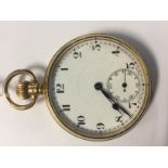 A 9ct gold half hunter pocket watch with Arabic numerals and sub dial, dial diameter approx 48mm,