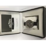 A gents Brunoff gents chronograph on leather strap, new in original box.