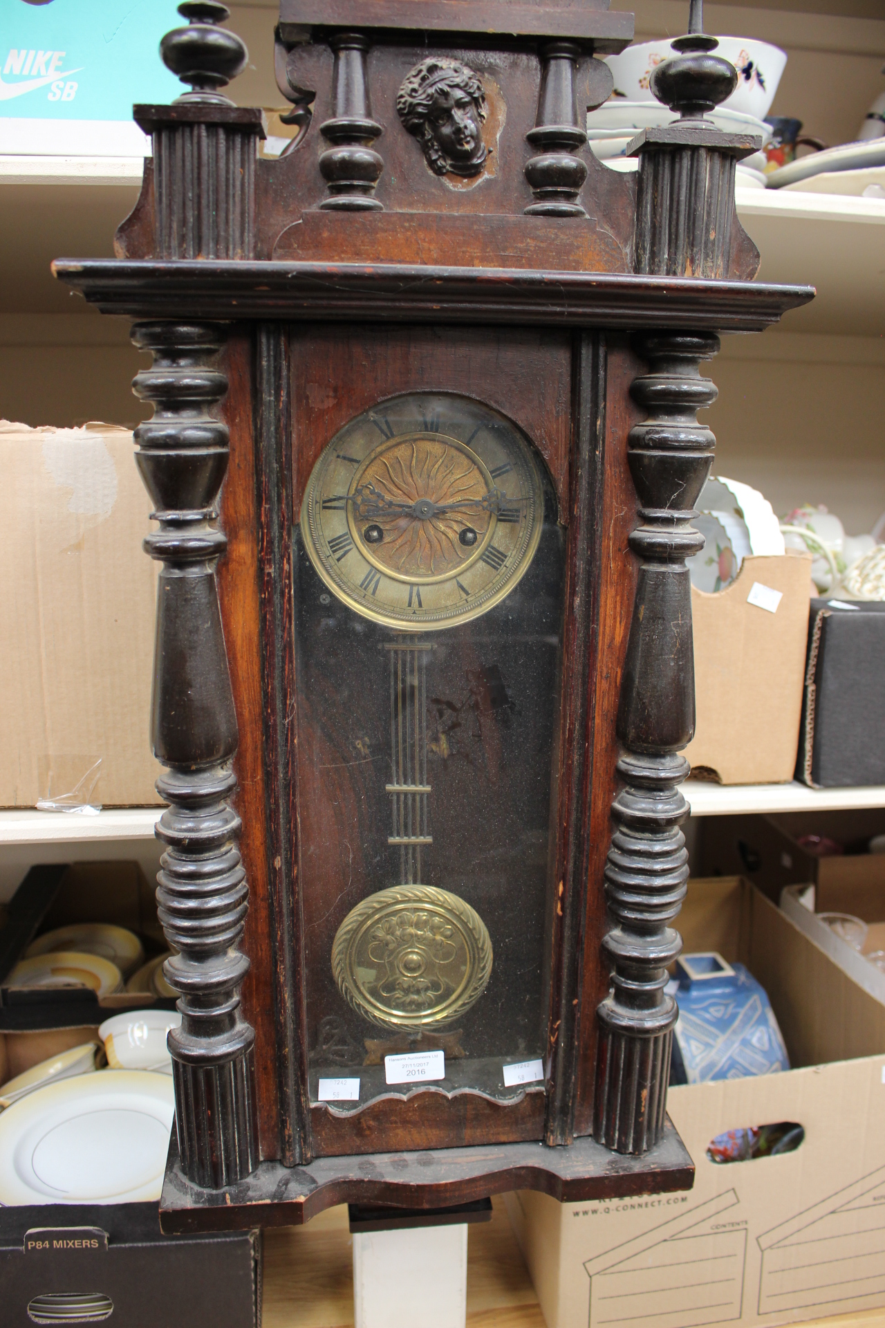 Victorian 19th century walnut, 8 day movement, - Image 2 of 2