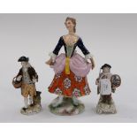 A Derby style figure of an elegantly dressed lady,