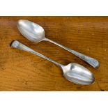 A pair of George III silver table spoons, London 1789,