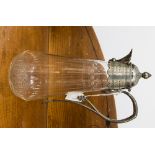 Plated glass claret jug,