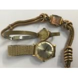 A 1930/40 ladies tank bracelet watch gold plated,