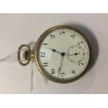 An Elgin gold plated half hunter pocket watch, Crown winding,