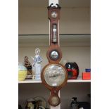 19th Century banjo mahogany barometer and thermometer (1)