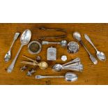 A collection of assorted silver to include a silver tea infuser, London 1893, George Gillett,