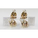 Four Royal Crown Derby Old Imari bears: Old Imari Honey Bear, Old Imari Polar Bear,