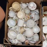 One box of childrens ceramic cups, mugs, plates and bowls,