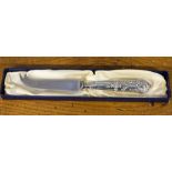 A silver mounted cheese knife by B & Co of Birmingham