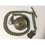 A ladies silver key wind pocket watch,