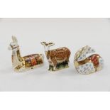 Royal Crown Derby Collectors Guild Llama, Horse and Nanny Goat (three items,