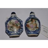 A Japanese ceramic snuff bottle, with original stopper, Bird of Paradise decoration,