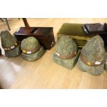 Four fruit stoneware weights,