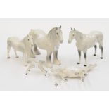 Beswick and Doulton Horses including Shire Horse, three others and Foal (two Doulton) Connemara,