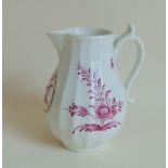 Worcester Sparrow beak jug, decorated with puce floral sprays,
