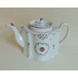 Newhall tea pot and cover, pattern 338, circa 1800, approx size 15.5cms high inc.