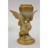 A Royal Worcester blush ivory and gilt eagle pot pourri,