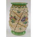 Charlotte Rhead for Crown Ducal, a large ribbed vase, trellis pattern,