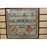 A framed and glazed wool-work sampler,